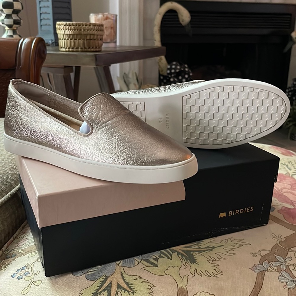 Brand new, gold leather Birdies size 9.5